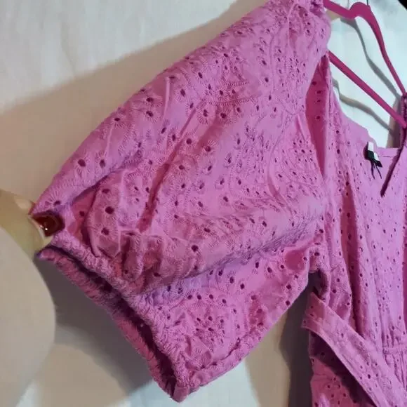 ELOQUII Elements Women’s Belted Eyelet Dress Puff Sleeve Mini Dress Plus Size 18 - Picture 6 of 10